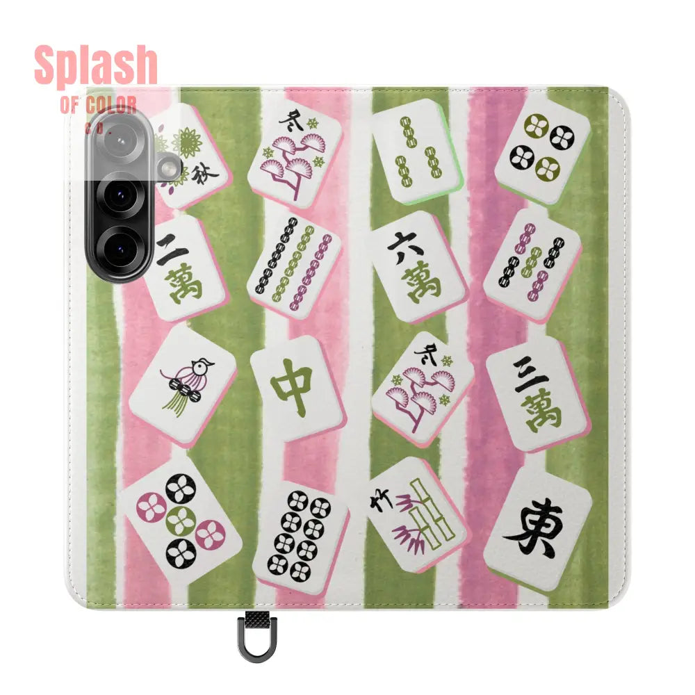 Colorful Mahjong Flip Cases for Phones Unique Phone Cover Gift for Gamers Handheld Device Protection Stylish Phone