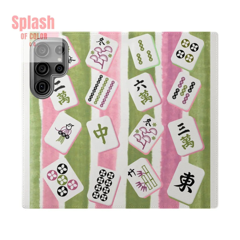 Colorful Mahjong Flip Cases for Phones Unique Phone Cover Gift for Gamers Handheld Device Protection Stylish Phone