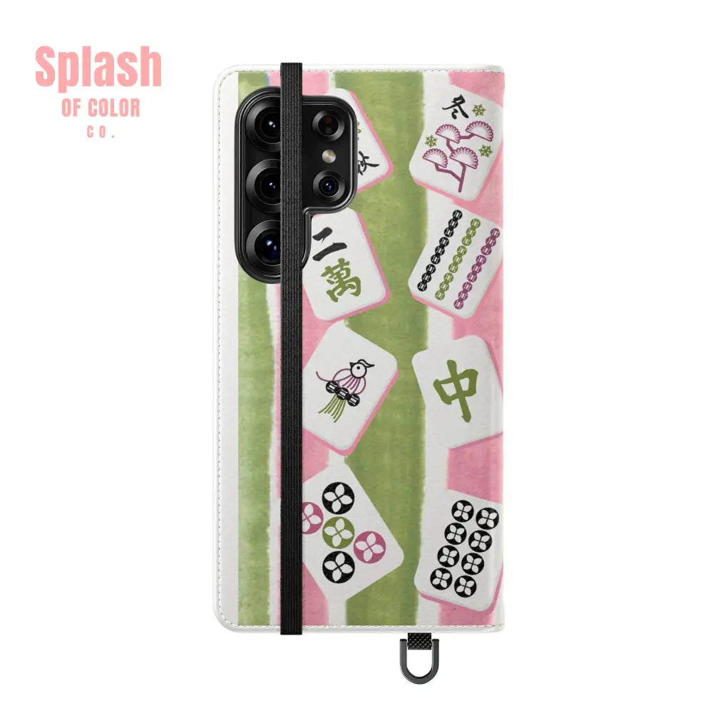 Colorful Mahjong Flip Cases for Phones Unique Phone Cover Gift for Gamers Handheld Device Protection Stylish Phone