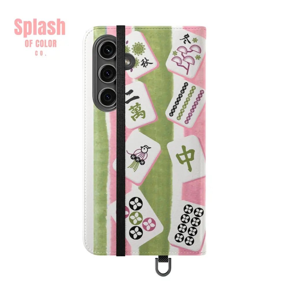 Colorful Mahjong Flip Cases for Phones Unique Phone Cover Gift for Gamers Handheld Device Protection Stylish Phone