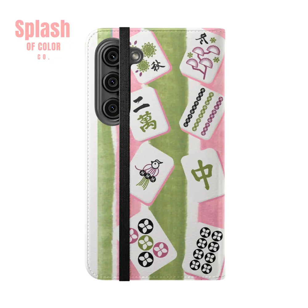 Colorful Mahjong Flip Cases for Phones Unique Phone Cover Gift for Gamers Handheld Device Protection Stylish Phone