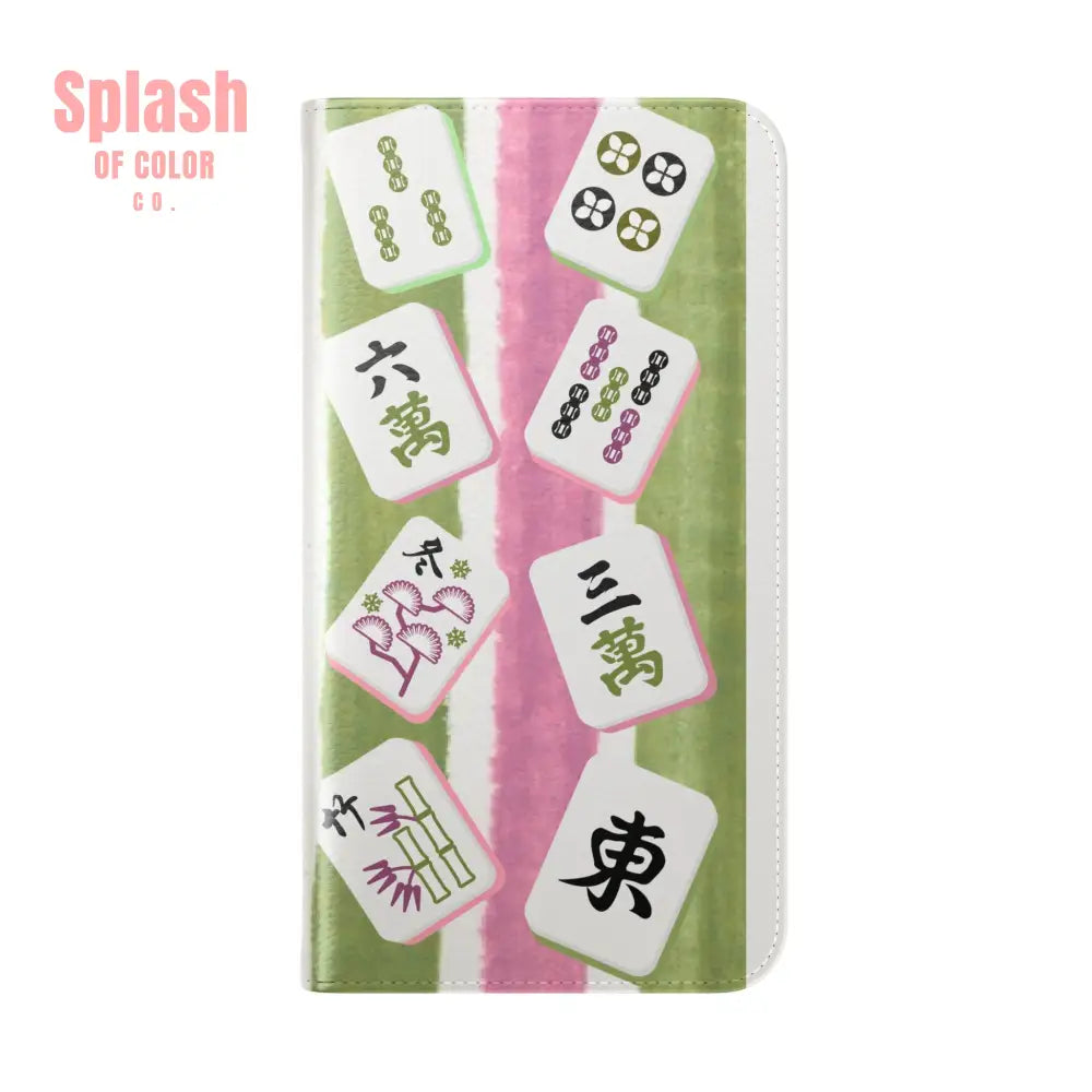 Colorful Mahjong Flip Cases for Phones Unique Phone Cover Gift for Gamers Handheld Device Protection Stylish Phone