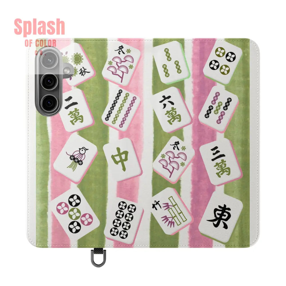 Colorful Mahjong Flip Cases for Phones Unique Phone Cover Gift for Gamers Handheld Device Protection Stylish Phone