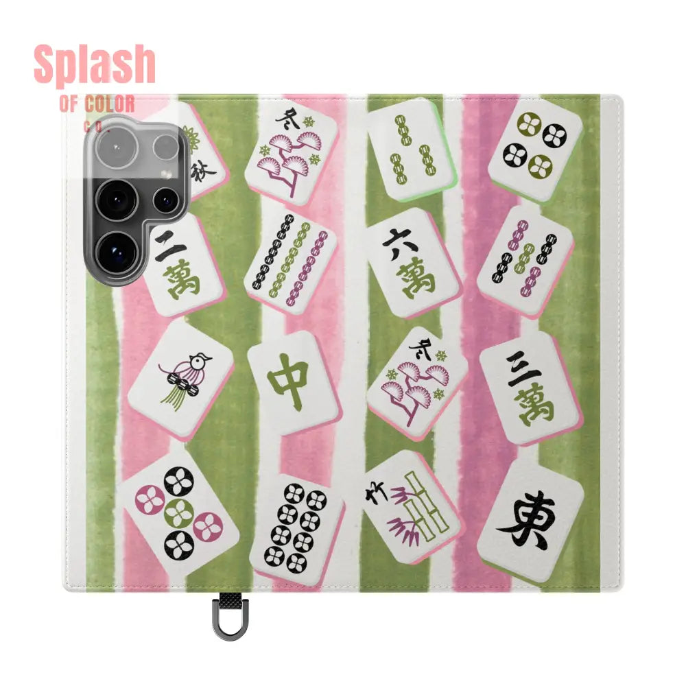 Colorful Mahjong Flip Cases for Phones Unique Phone Cover Gift for Gamers Handheld Device Protection Stylish Phone