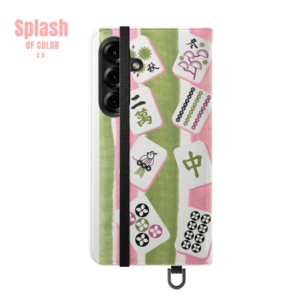 Colorful Mahjong Flip Cases for Phones Unique Phone Cover Gift for Gamers Handheld Device Protection Stylish Phone
