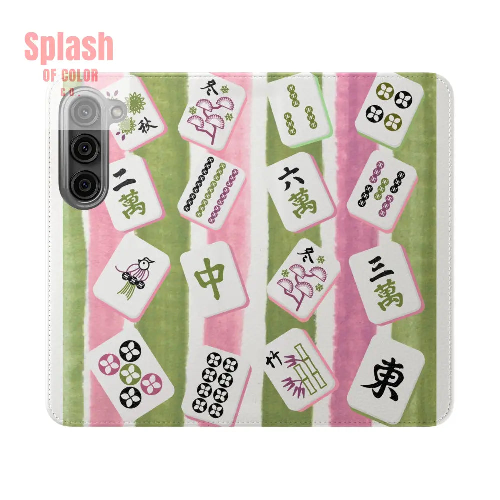 Colorful Mahjong Flip Cases for Phones Unique Phone Cover Gift for Gamers Handheld Device Protection Stylish Phone