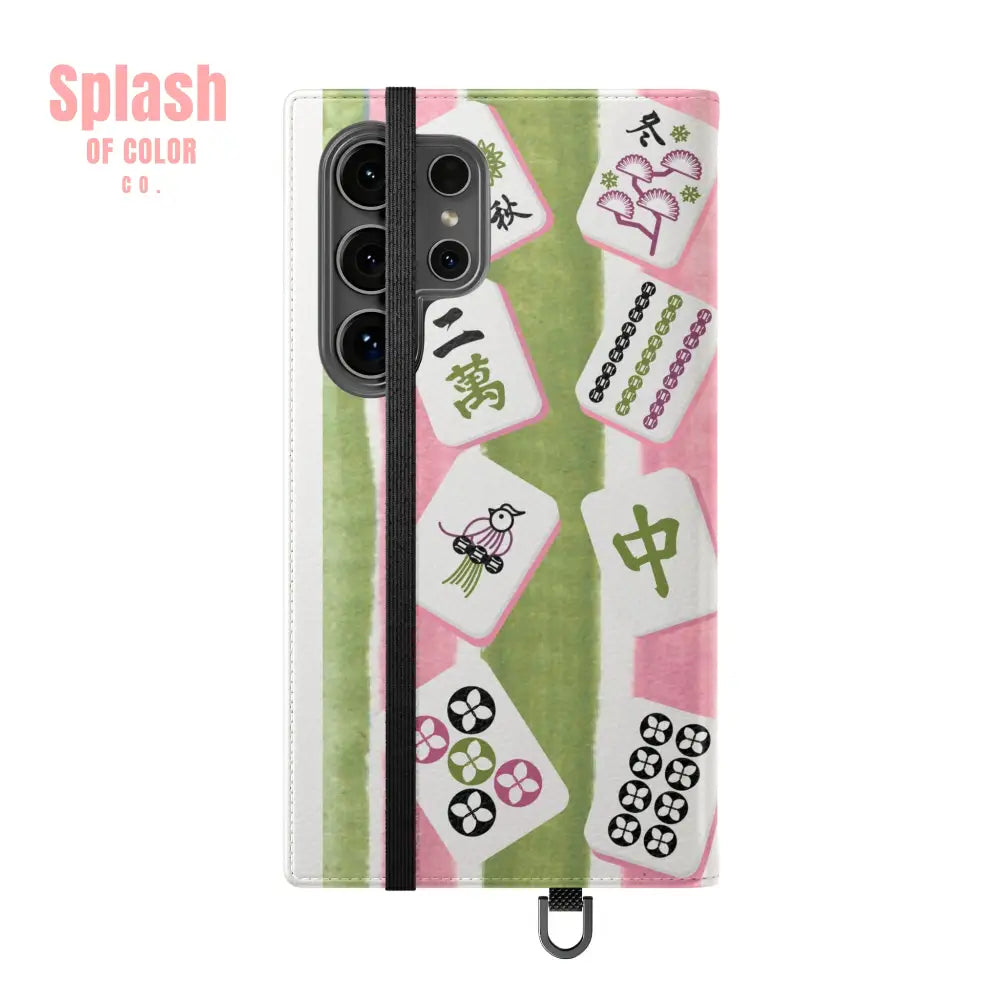 Colorful Mahjong Flip Cases for Phones Unique Phone Cover Gift for Gamers Handheld Device Protection Stylish Phone