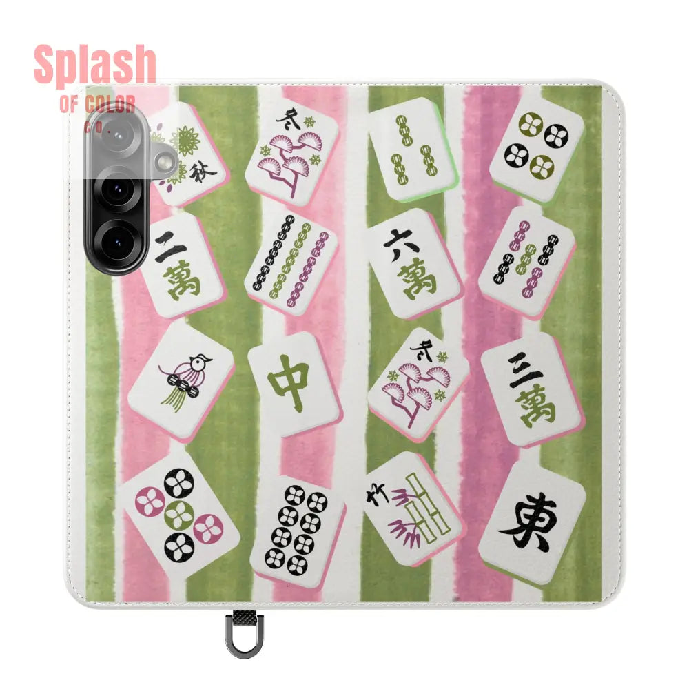 Colorful Mahjong Flip Cases for Phones Unique Phone Cover Gift for Gamers Handheld Device Protection Stylish Phone