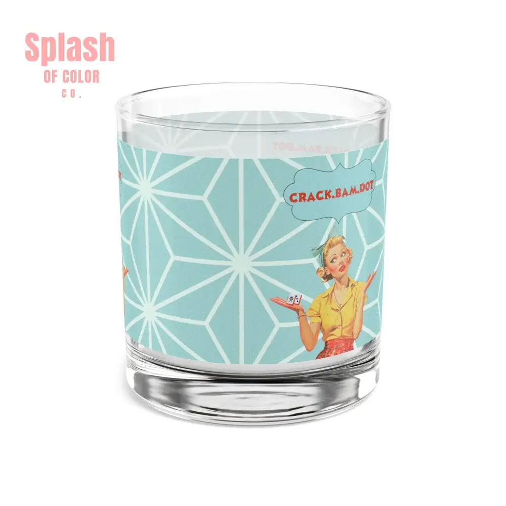 Crack Bam Dot Mahjong Bourbon Whiskey Cocktail Glassware Unique Mahjong Gift For Mahj Lovers Vintage-Inspired Rocks