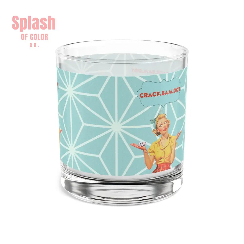 Crack Bam Dot Mahjong Bourbon Whiskey Cocktail Glassware Unique Mahjong Gift For Mahj Lovers Vintage-Inspired Rocks