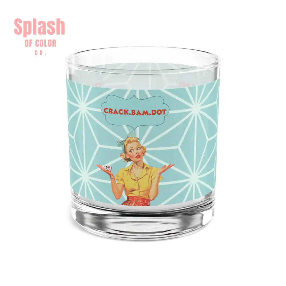 Crack Bam Dot Mahjong Bourbon Whiskey Cocktail Glassware Unique Mahjong Gift For Mahj Lovers Vintage-Inspired Rocks