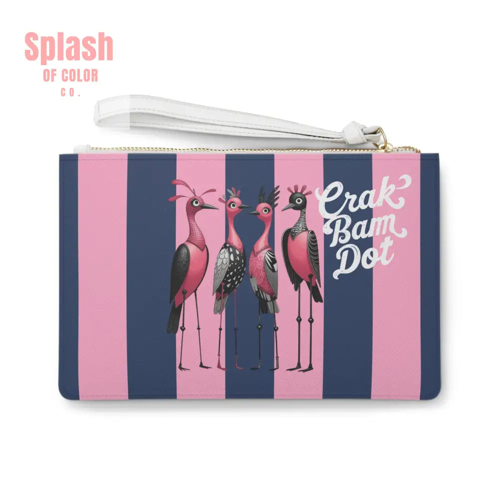 Crak Bam Dot Mahjong Clutch Chic Clutch Bag with Whimsical Flamingos Bird Queens Mahj Gift Idea One size Bags