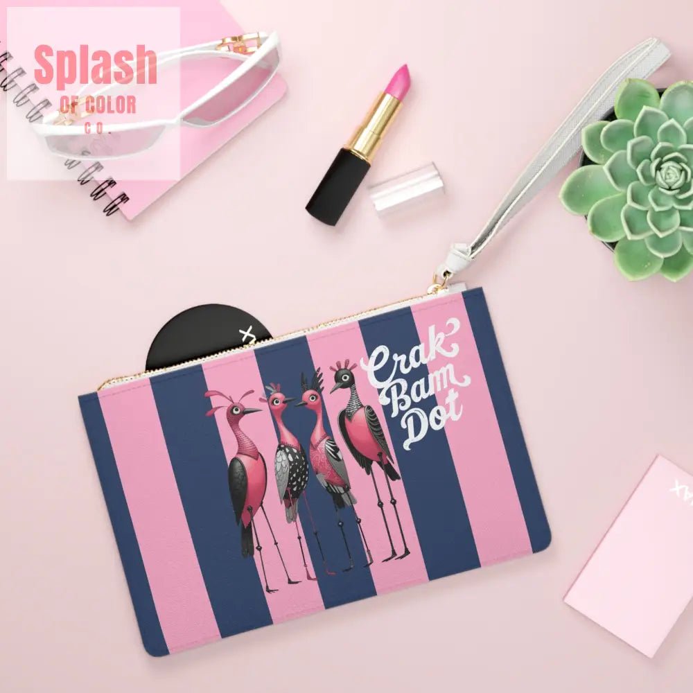 Crak Bam Dot Mahjong Clutch Chic Clutch Bag with Whimsical Flamingos Bird Queens Mahj Gift Idea One size Bags