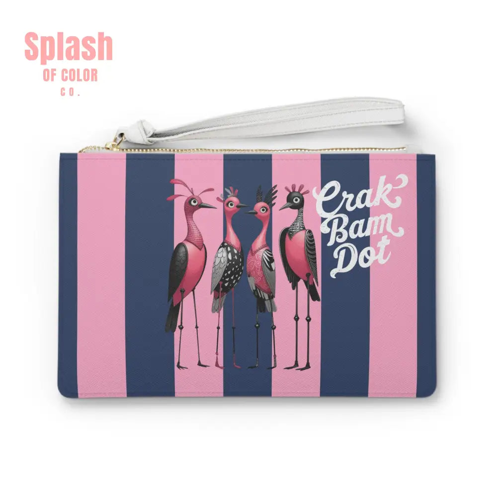 Crak Bam Dot Mahjong Clutch Chic Clutch Bag with Whimsical Flamingos Bird Queens Mahj Gift Idea One size Bags