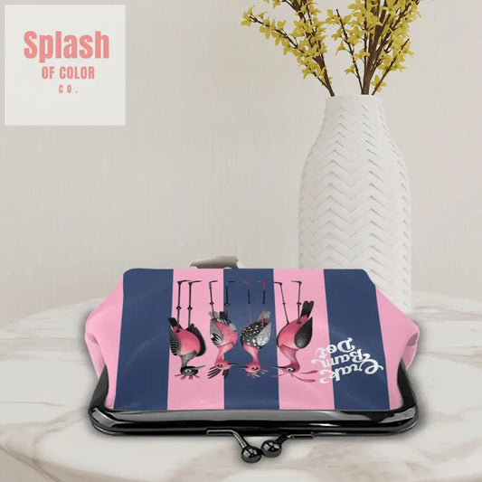 Crak Bam Dot Whimsical Queen Birds Women’s Kiss Lock Coin Purse 4.5’’x4.1’’ Wallet