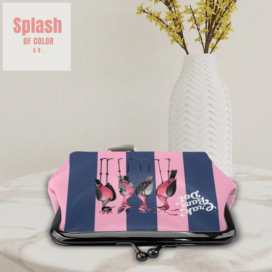Crak Bam Dot Whimsical Queen Birds Women’s Kiss Lock Coin Purse 4.5’’x4.1’’ Wallet