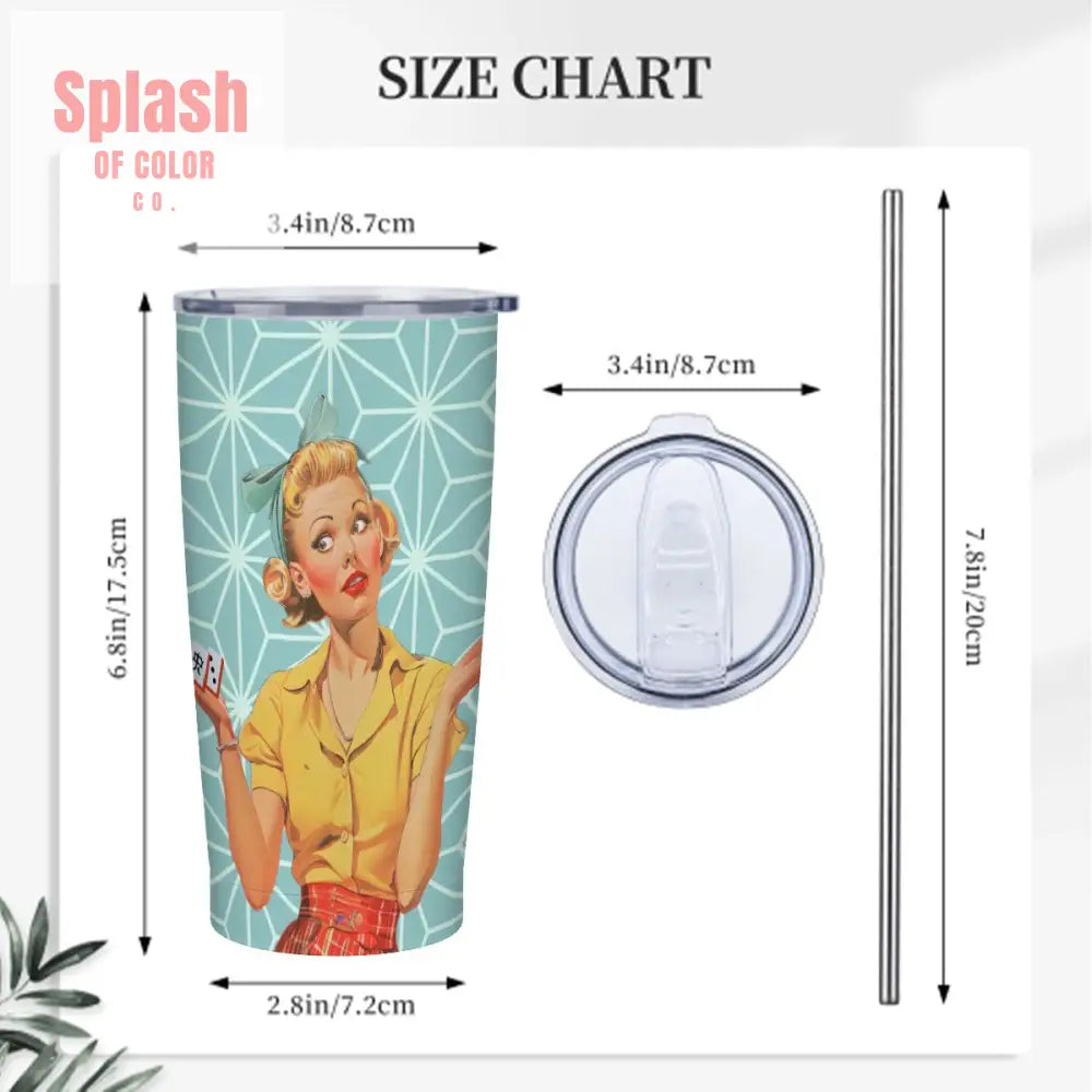 Cute Mahjong Nostalgic Mahjong Lover Stainless Steel Insulated Tumblers with Lid & Straw One Size Drinkware