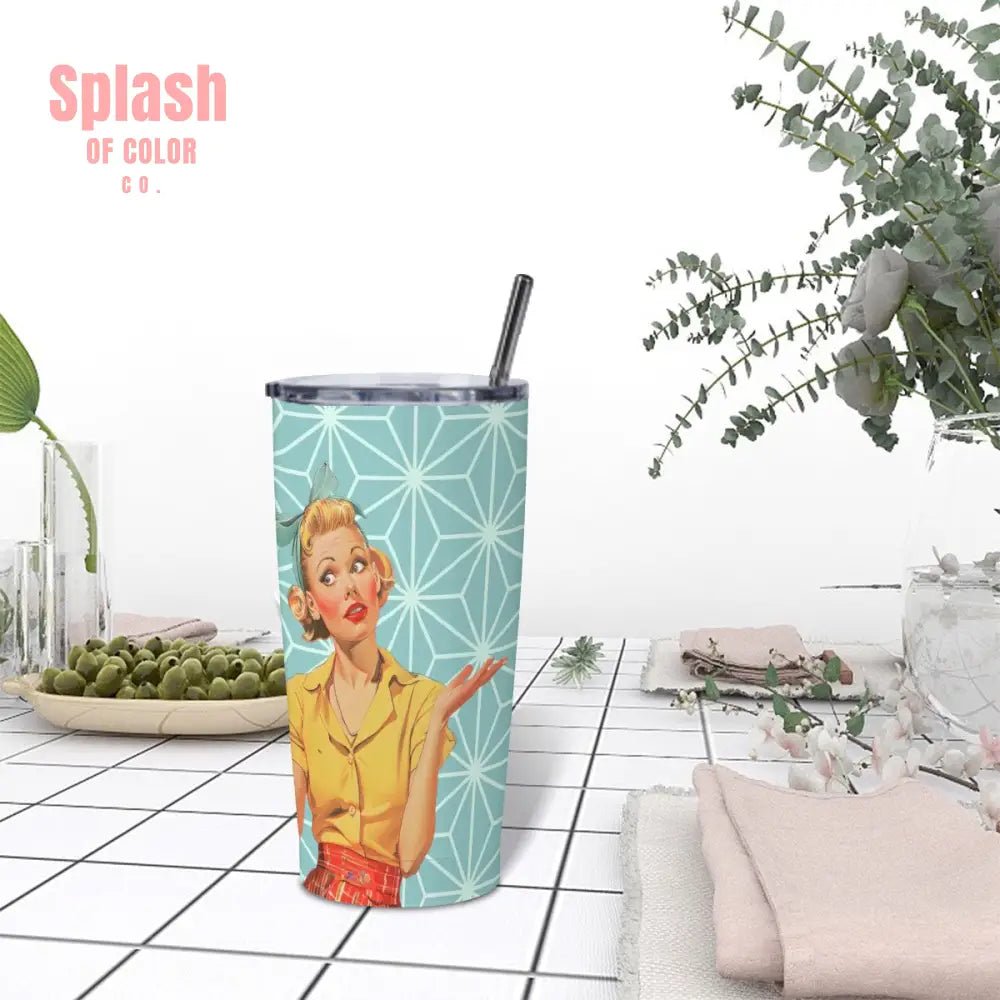 Cute Mahjong Nostalgic Mahjong Lover Stainless Steel Insulated Tumblers with Lid & Straw - Splash of Color co.