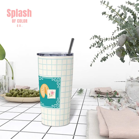 Cute Mahjong Tumbler With Fortune Cookie Mahj Mom Gift Stainless Steel Insulated Tumbler With Lid And Straw One Size