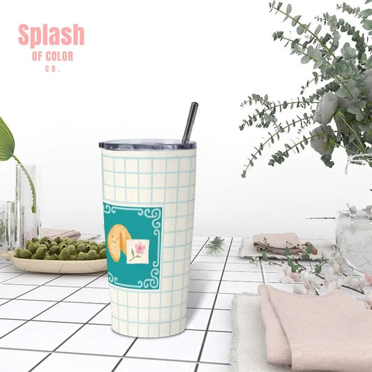 Cute Mahjong Tumbler With Fortune Cookie Mahj Mom Gift Stainless Steel Insulated Tumbler With Lid And Straw One Size