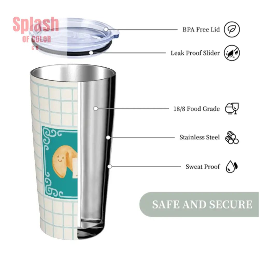 Cute Mahjong Tumbler With Fortune Cookie Mahj Mom Gift Stainless Steel Insulated Tumbler With Lid And Straw One Size