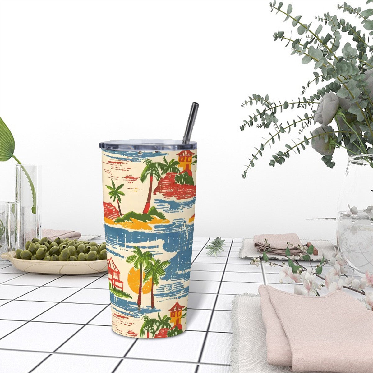 Old World Florida Style, Palm Trees, Beach Heritage Collection Stainless Steel Insulated Tumbler