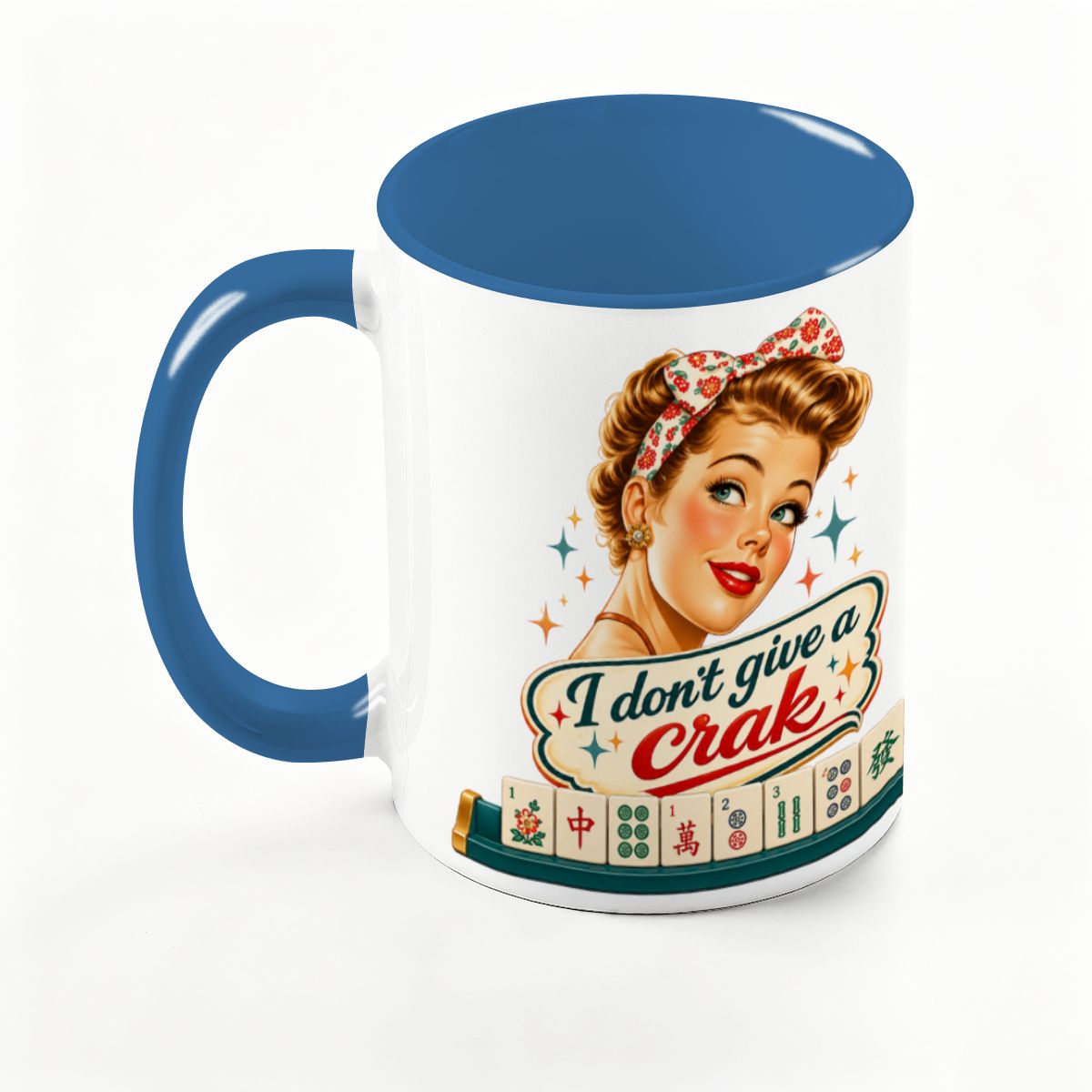 Funny Mahjong Mug, I Don't Give A Crak Large Colorful Mug (15oz) - Splash Of Mahj And Color Co.