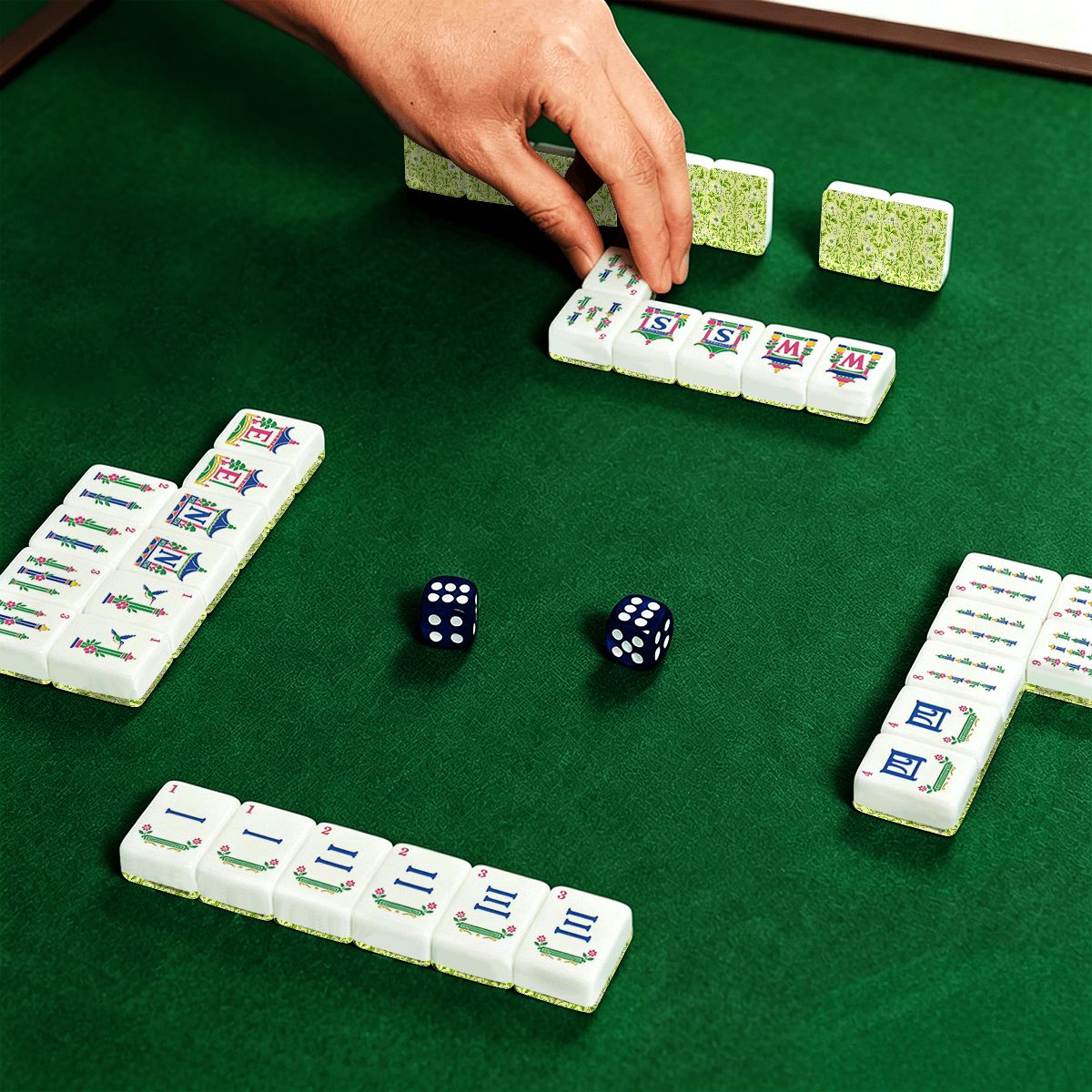 Key Lime Crush Chinoiserie Floral Engraved Mahjong Tiles - Splash Of Mahj And Color Co.