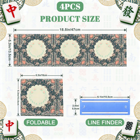 Art Deco Floral Designed 4 Mahjong Card Holder with Line Finder - Splash of Color Co.