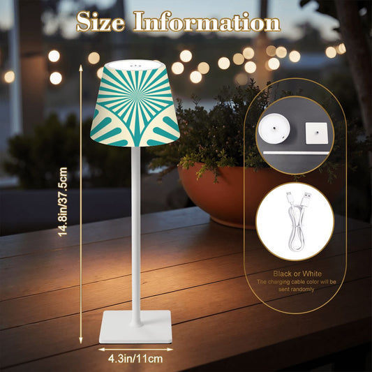 Mahjong LED Cordless Table Lamp, Teal Art Deco Design - Splash of Color Co.