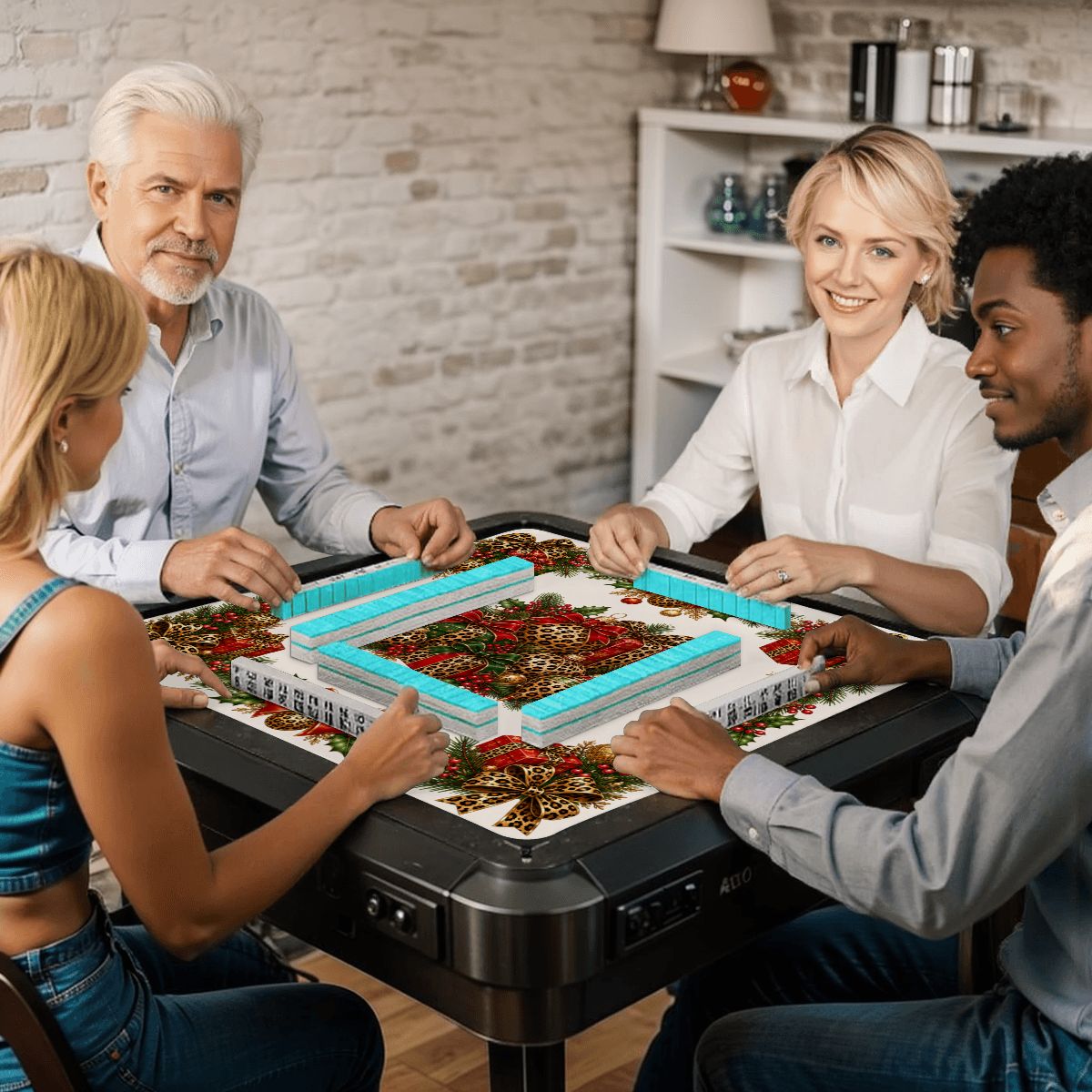 The Leopard Mahjong Christmas Mahjong Mat - Splash Of Mahj And Color Co.