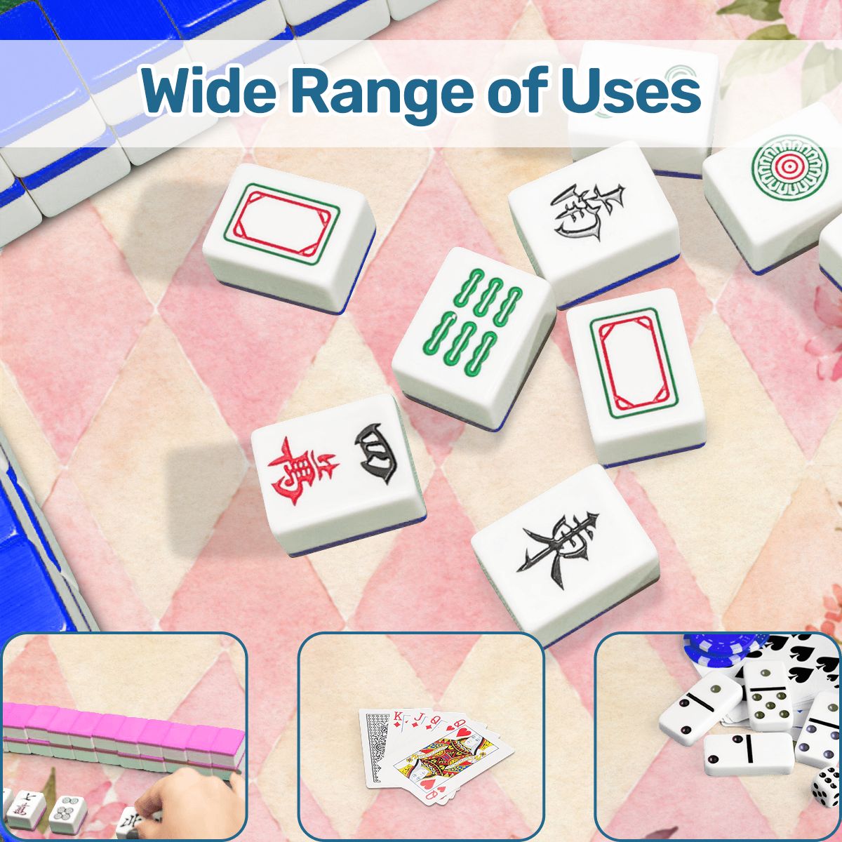 Harlequin Romance Pink Vintage Floral Round Mahjong Mat