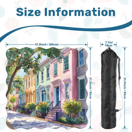 Charleston South Carolina Rainbow Row Dainty Scalloped Mahjong Mat - Splash of Color Co.