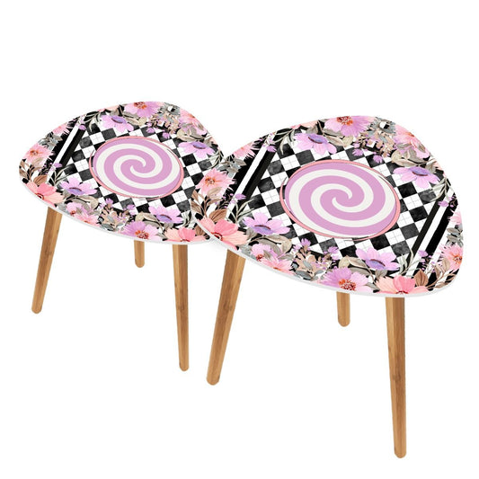 Harlequin Romance Floral Modern Nesting Tables Set of 2 - Splash of Color Co.