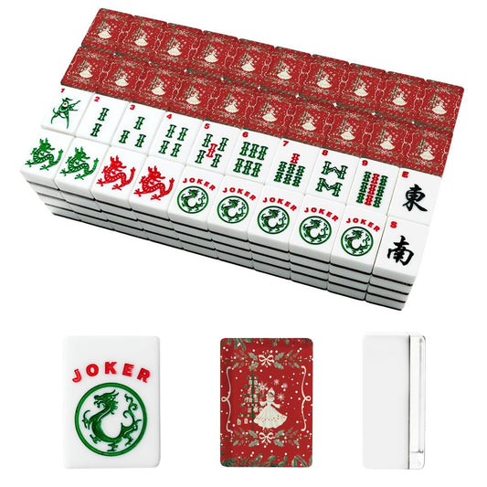 Whimsical Nostalgic Christmas American Mahjong Tiles And Carry Case Tote - Splash of Color Co.