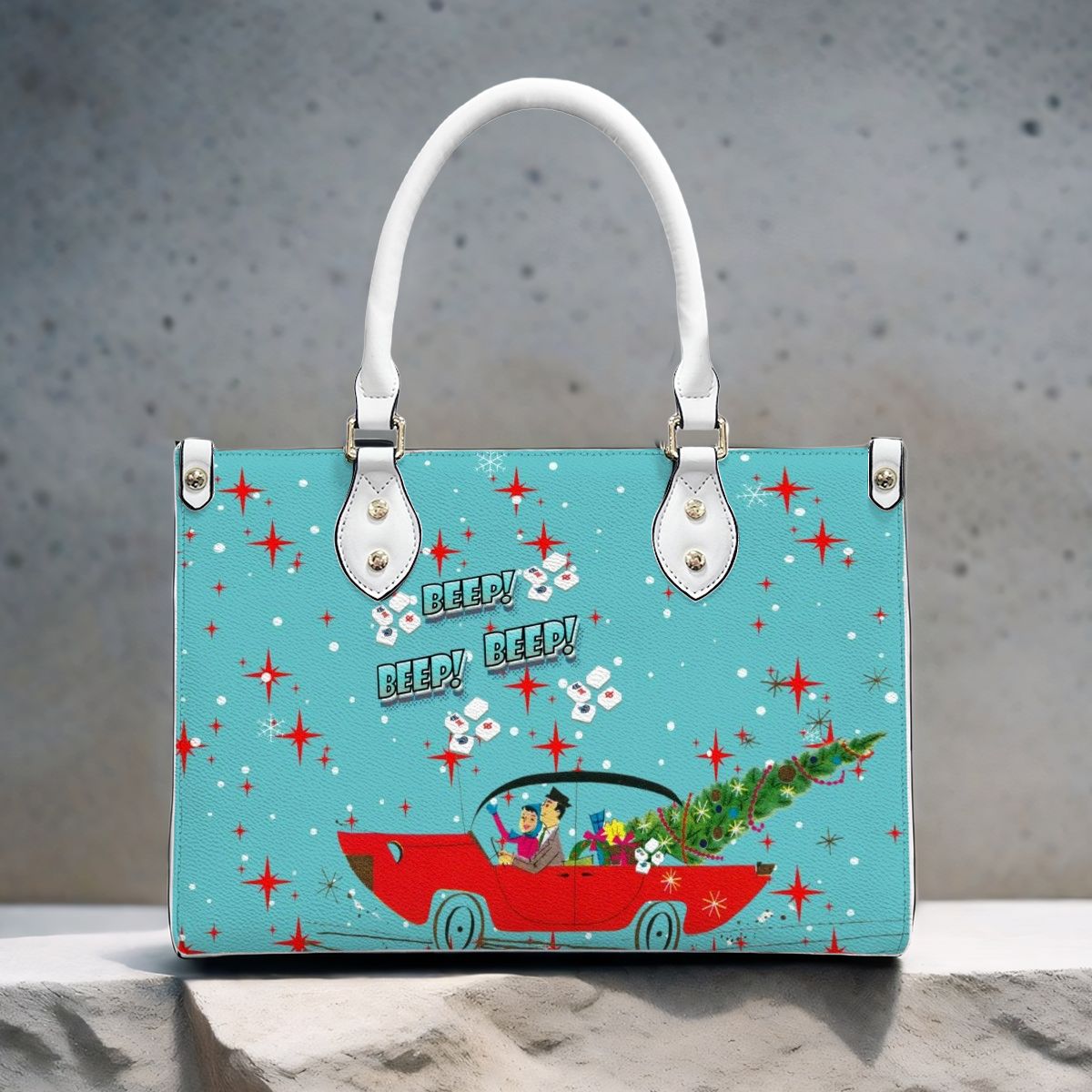 Mahjong Christmas Shoulder Arm Tote Bag, Holiday Nostalgic Whimsy Tote Bag for Women