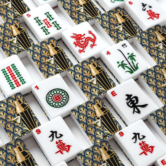 Midnight Blue Art Deco American Mahjong Tiles And Carry Case - Splash Of Mahj And Color Co.