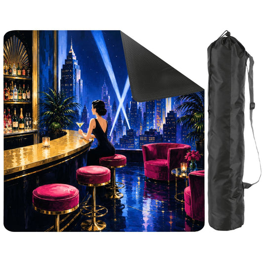 Midnight At The Oasis Art Deco Mahjong Mat - Splash Of Mahj And Color Co.