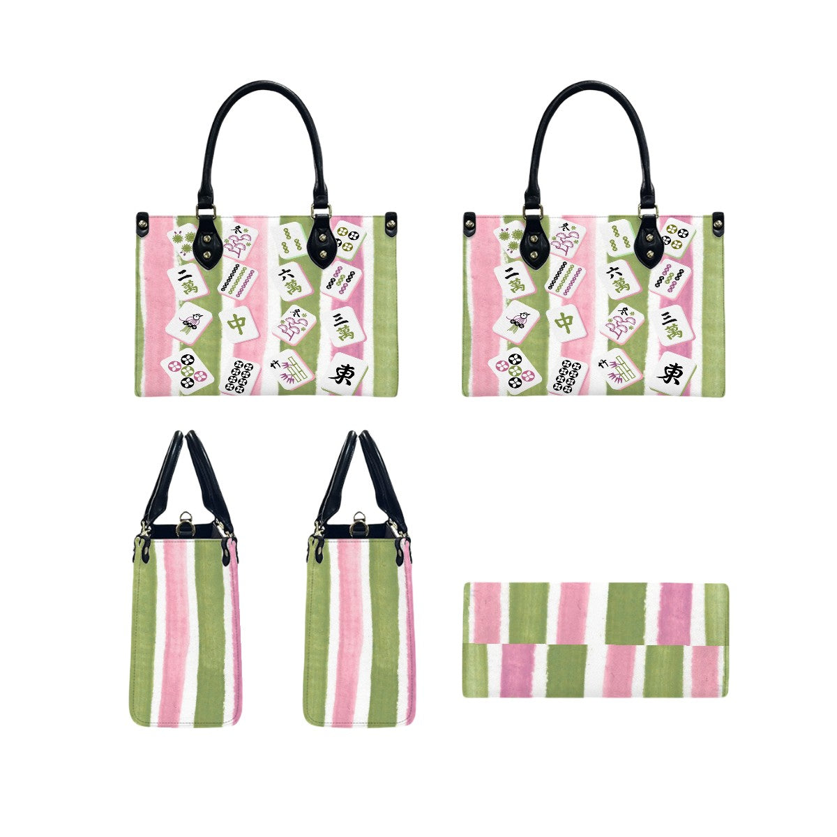 Mahjong Green Pink Mahjong Tile Whimsical Cute Handbag Shoulder Bag Mahj Gift