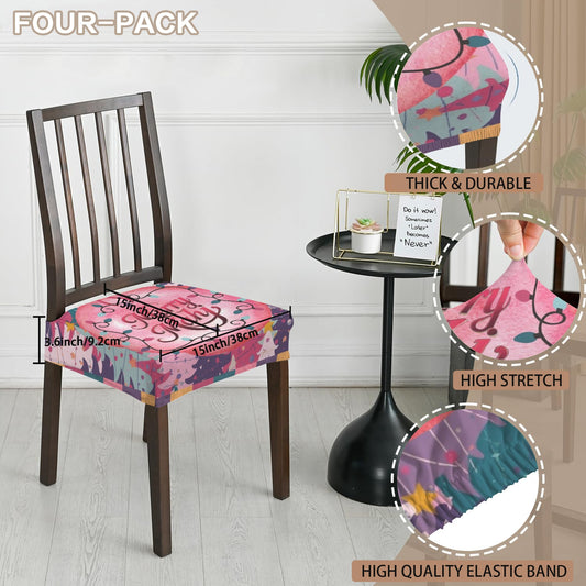 Mahjong Christmas Set Of Four Dining Chair Seat Covers