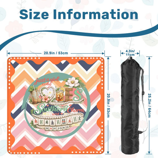 Just A Girl Who Likes Southern Charm And Mahjong Mini Travel Mahjong Mat (Ship Rolled up) - Splash of Color Co.