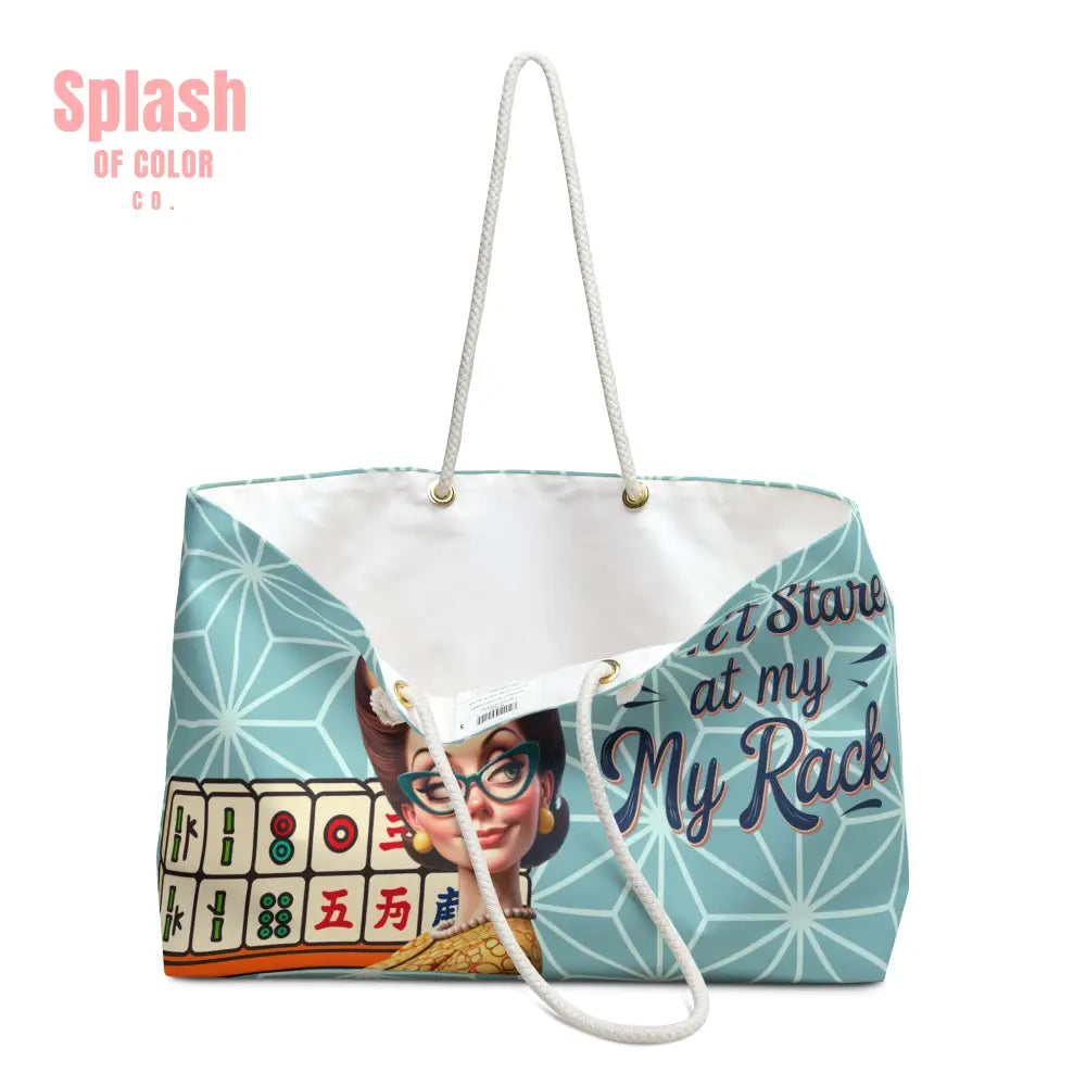Don’t Stare At My Rack Funny Mahjong Tile Tote Bag Weekender Bag for Mahj Game Lovers Tote - 24’’ × 13’’ - Bags