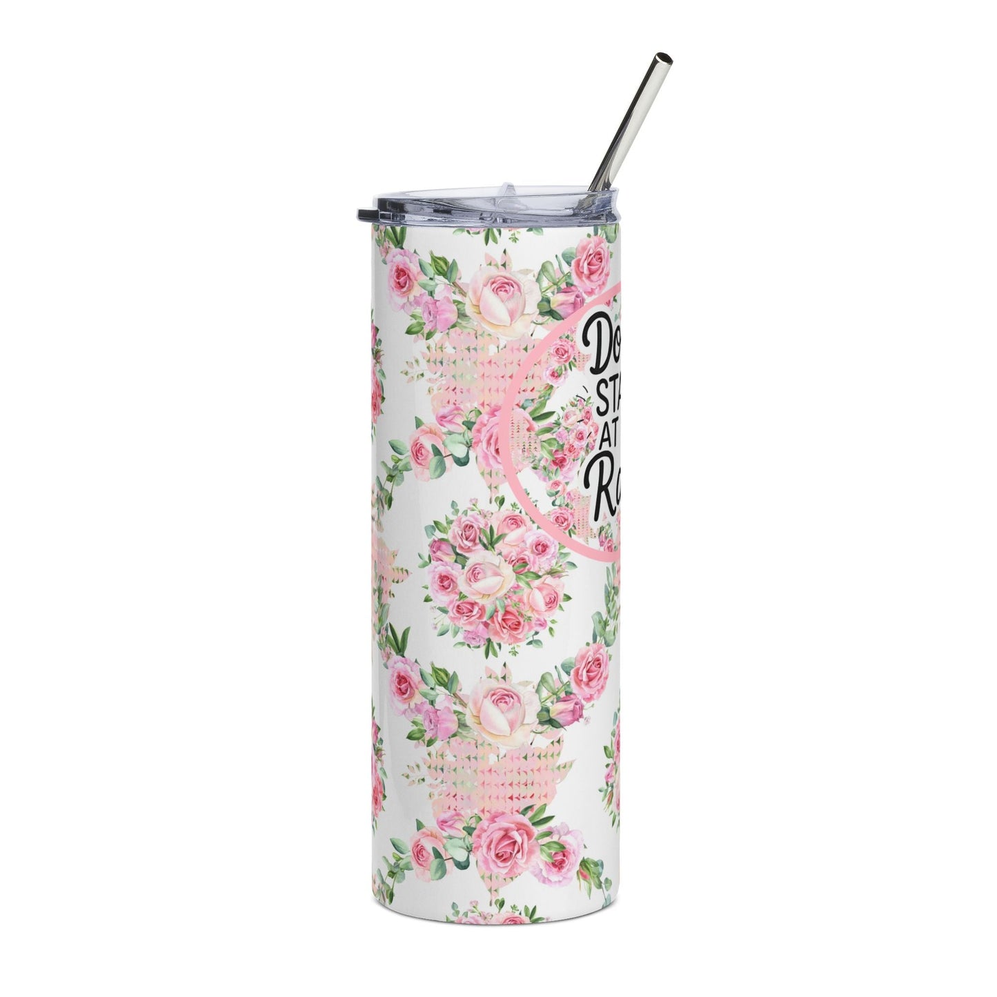 Don’t Stare at My Rack Mahjong Player Gift Funny Mahj Travel Mug Gift for Her Pink Flower Tumbler - 20oz / White - Mug