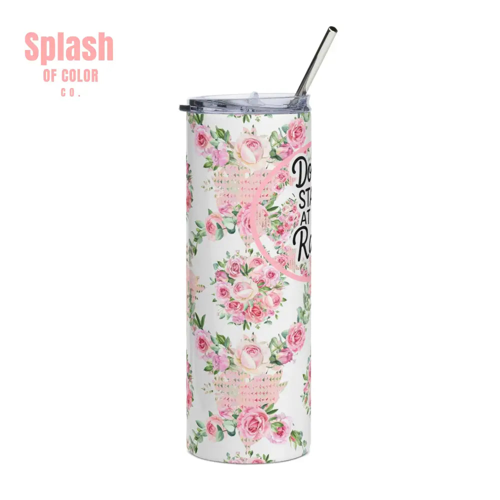 Don’t Stare at My Rack Mahjong Player Gift Funny Mahj Travel Mug Gift for Her Pink Flower Tumbler - 20oz / White - Mug