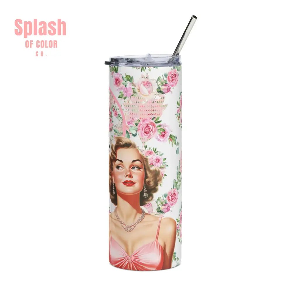 Don’t Stare at My Rack Mahjong Player Gift Funny Mahj Travel Mug Gift for Her Pink Flower Tumbler - 20oz / White - Mug