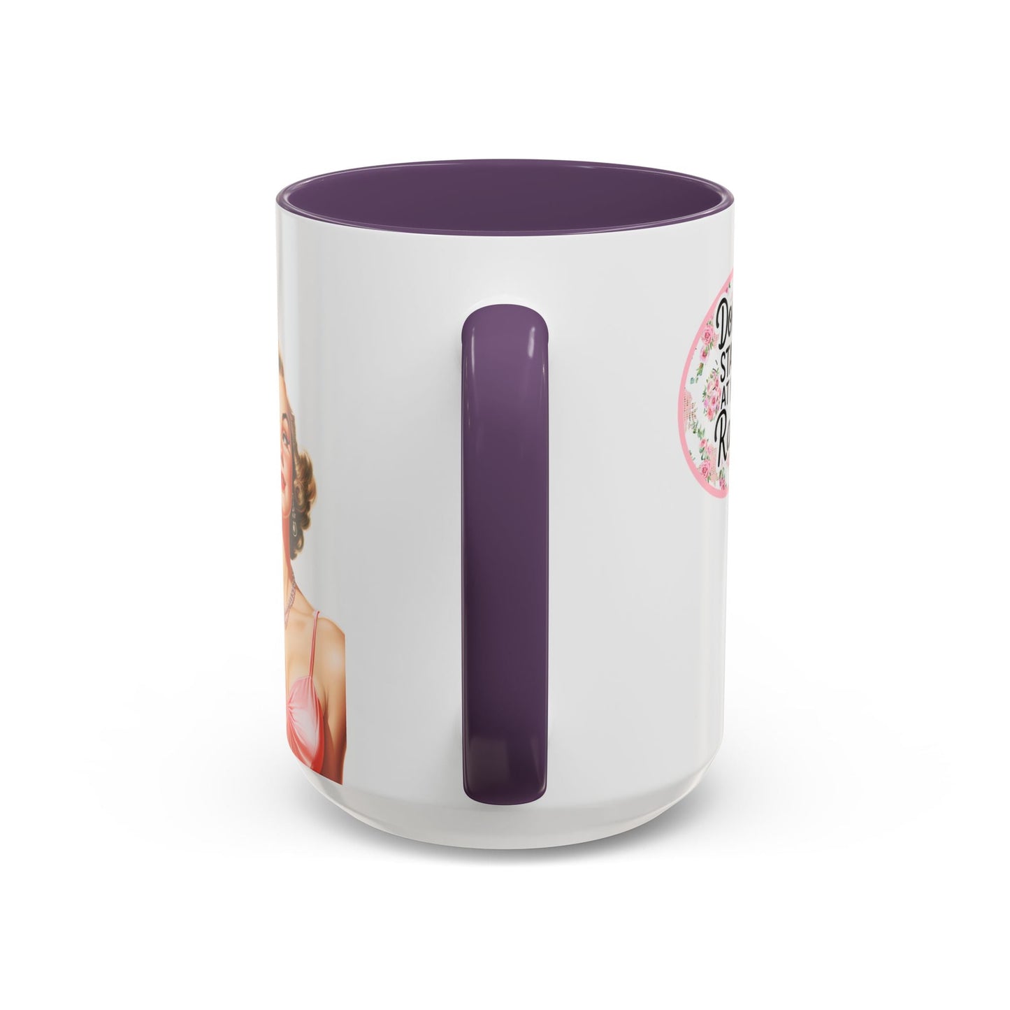 Don’t Stare At My Rack Mahjong Player Gift Funny Mahjong Playful Vintage Vibe Pin Up Girl Mahj Game Night 15 oz. Mug