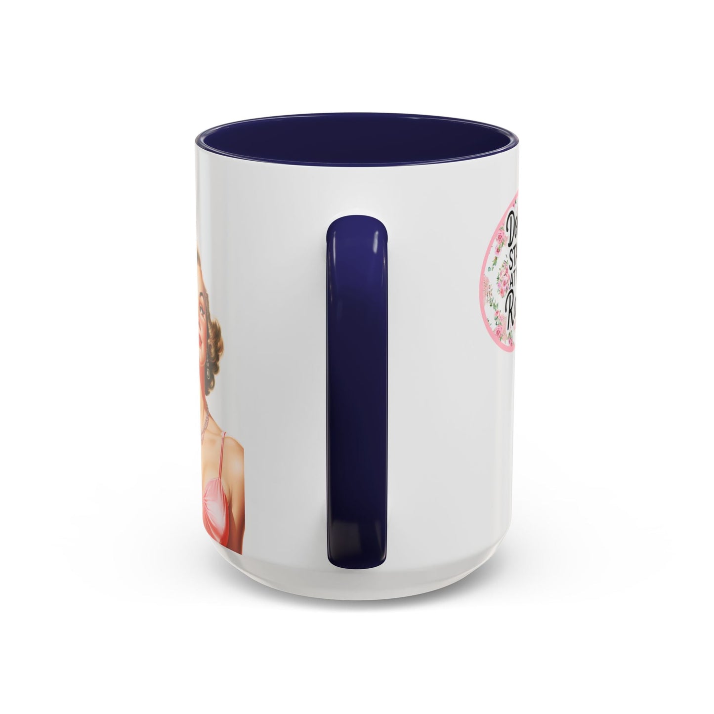 Don’t Stare At My Rack Mahjong Player Gift Funny Mahjong Playful Vintage Vibe Pin Up Girl Mahj Game Night 15 oz. Mug