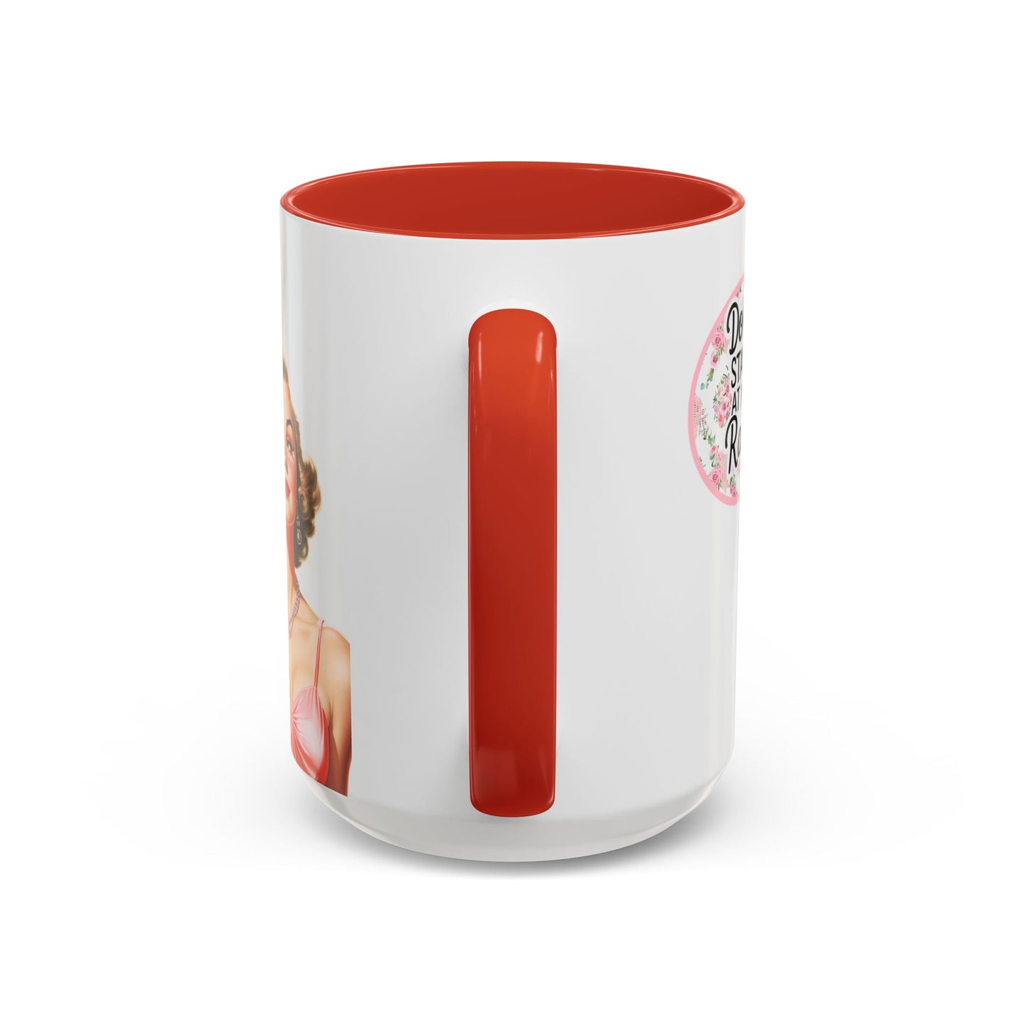 Don’t Stare At My Rack Mahjong Player Gift Funny Mahjong Playful Vintage Vibe Pin Up Girl Mahj Game Night 15 oz. Mug