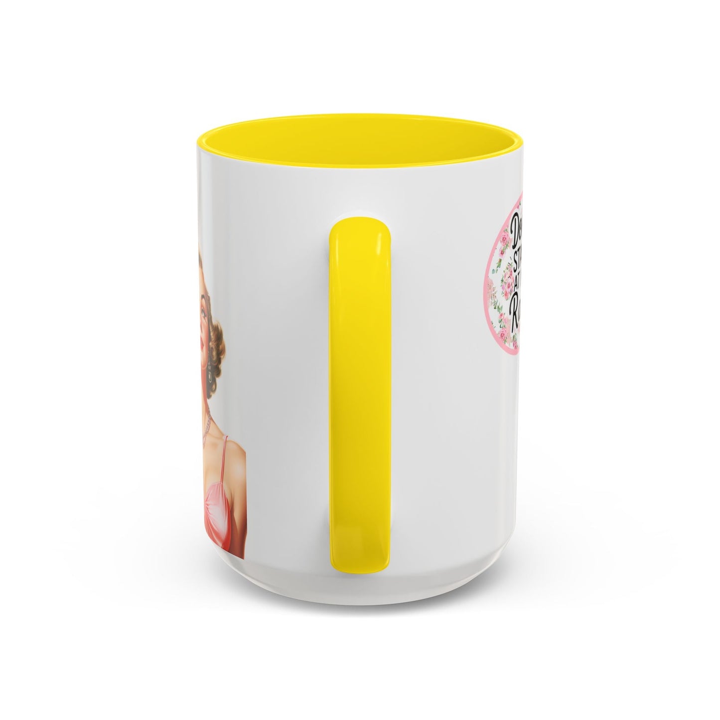 Don’t Stare At My Rack Mahjong Player Gift Funny Mahjong Playful Vintage Vibe Pin Up Girl Mahj Game Night 15 oz. Mug
