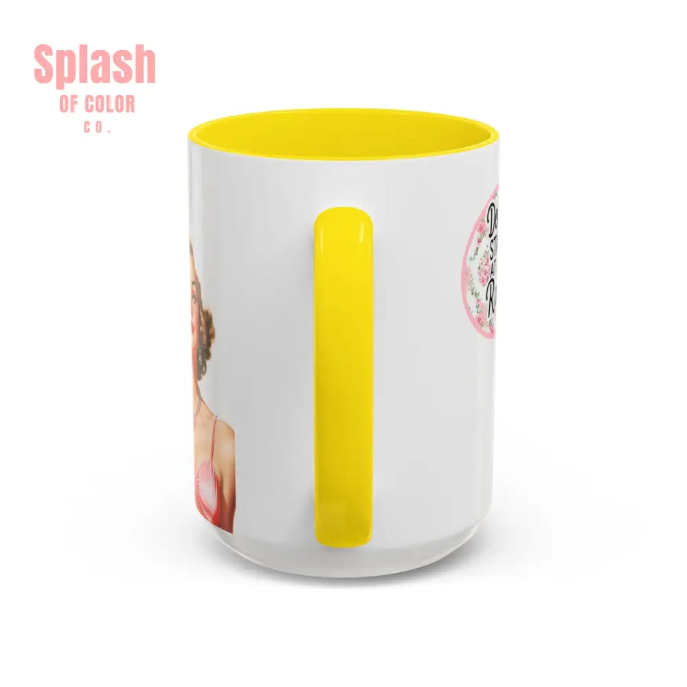 Don’t Stare At My Rack Mahjong Player Gift Funny Mahjong Playful Vintage Vibe Pin Up Girl Mahj Game Night 15 oz. Mug